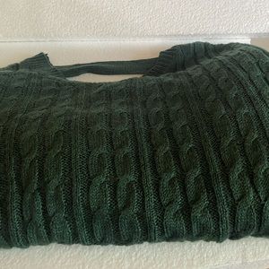 Forest Green Cable Knit Sweater, Open Back lace up